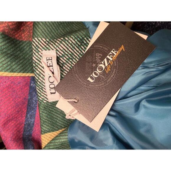 Multi-Color Plaid Women's Long Coat, Medium (NWT) - Picture 4 of 5